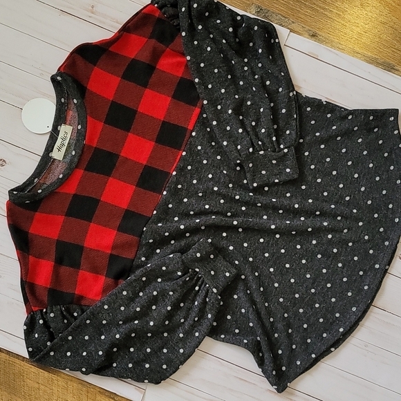 Plaid & Polka-dots Holiday Long-sleeved - Picture 1 of 7